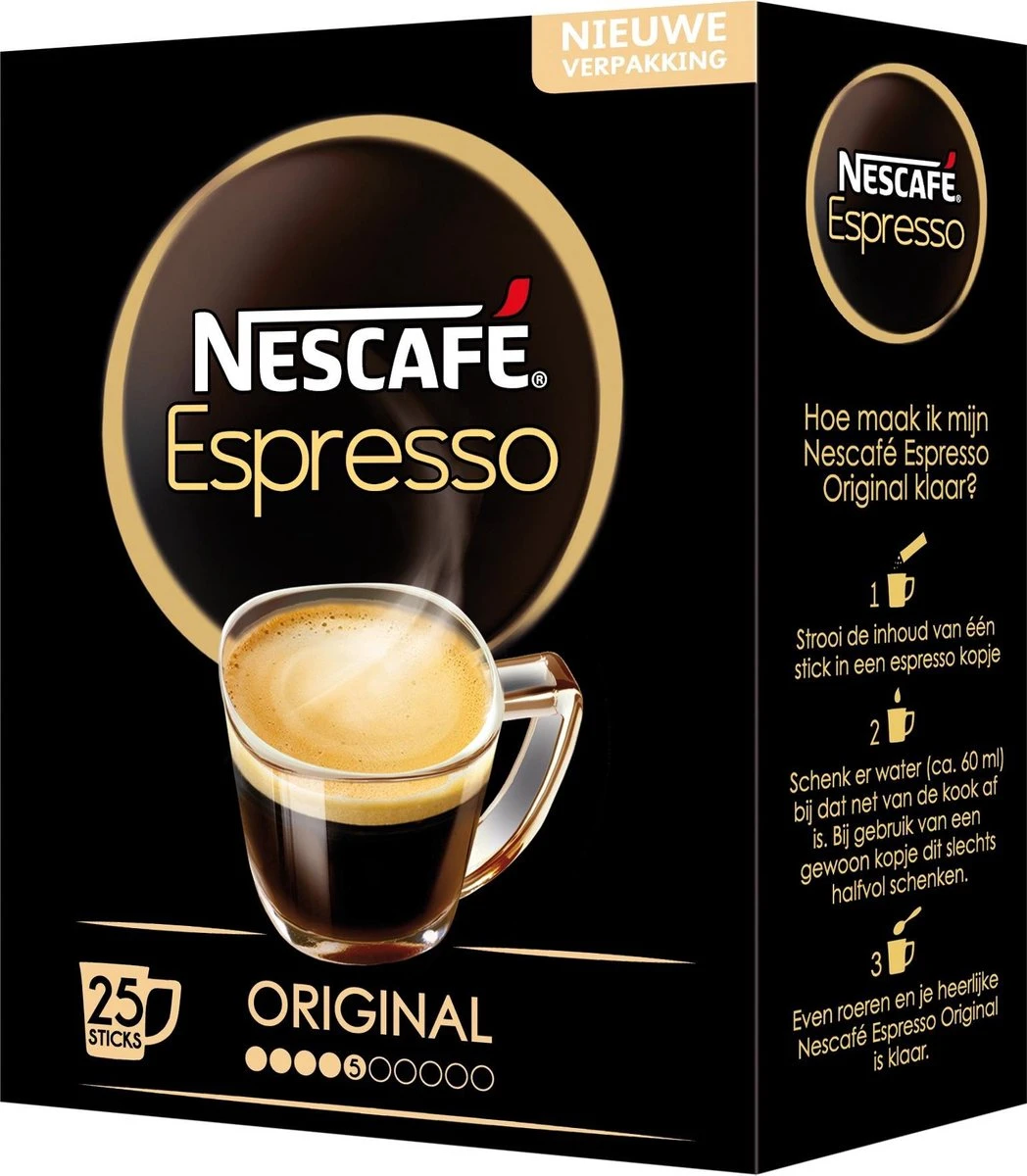 Nescafé Espresso Oploskoffie - 6 Doosjes à 25 Zakjes 3 Nescafé Espresso Oploskoffie - 6 Doosjes à 25 Zakjes