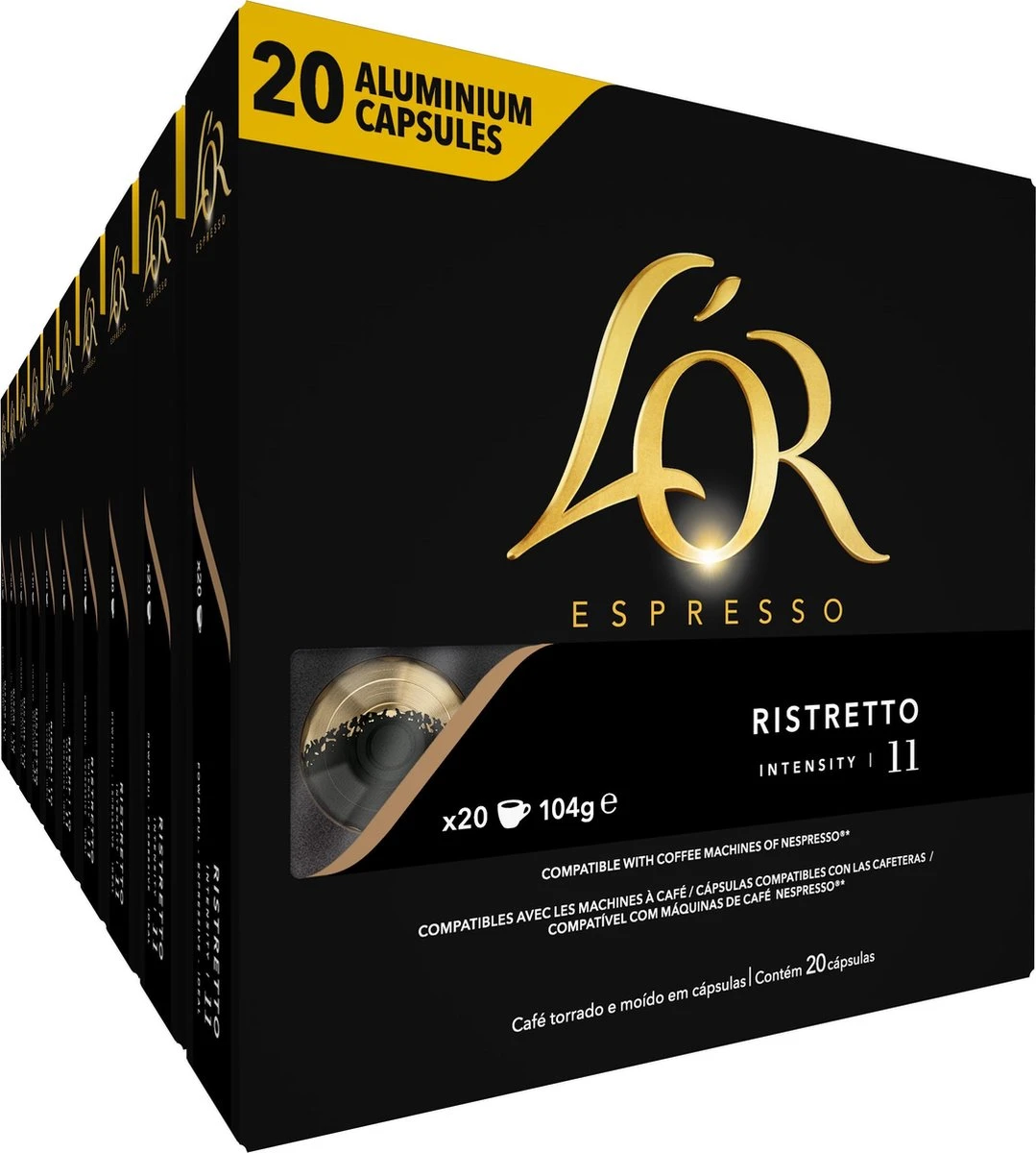 L'OR Espresso Ristretto Koffiecups - Intensiteit 11/12 - 10 X 20 Capsules 3 L'OR Espresso Ristretto Koffiecups - Intensiteit 11/12 - 10 X 20 Capsules
