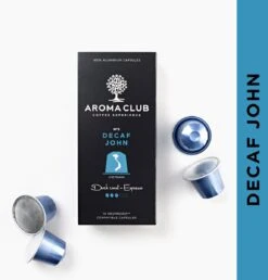 Aroma Club - Nespresso Compatible Capsules (120 St.) - No. 5 Decaf John - Intensiteit 3/5 - Decaf - 100% Aluminium Koffiecups 12 Aroma Club - Nespresso Compatible Capsules (120 St.) - No. 5 Decaf John - Intensiteit 3/5 - Decaf - 100% Aluminium Koffiecups -Koffie Tijd Winkel 1149x1200