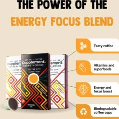 Cupplement Energy/Focus Blend Dark Roast Espresso - 10 Nespresso Koffiecups - Koffie Met Vitamines, Extra Cafeïne En Superfoods - Duurzame Biologische Afbreekbare Koffie Capsules 10 Cupplement Energy/Focus Blend Dark Roast Espresso - 10 Nespresso Koffiecups - Koffie Met Vitamines, Extra Cafeïne En Superfoods - Duurzame Biologische Afbreekbare Koffie Capsules -Koffie Tijd Winkel 1198x1200 6