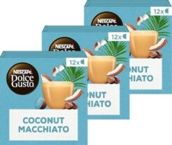 Nieuwe uitgaven 3 Nescafé Dolce Gusto Coconut Macchiato Capsules - Vegan Koffie - 36 Koffiecups