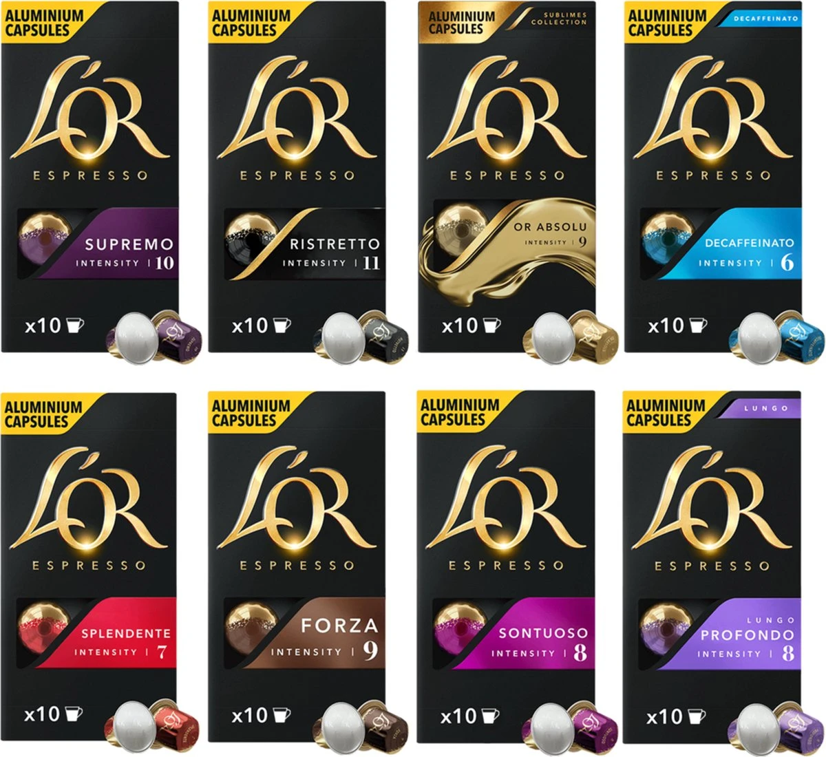 L'OR Espresso Koffiecups Variatiepakket - 8 X 10 Capsules 3 L'OR Espresso Koffiecups Variatiepakket - 8 X 10 Capsules