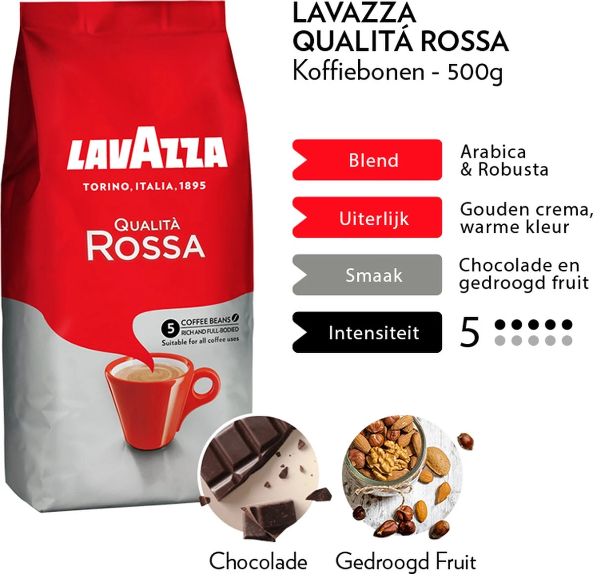 Lavazza Qualita Rossa Koffiebonen - 500 Gram X4 6 Lavazza Qualita Rossa Koffiebonen - 500 Gram X4 - Afbeelding 4