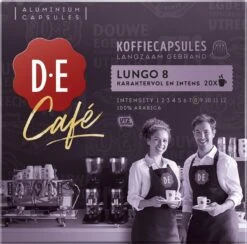 Douwe Egberts D.E Café Lungo Koffiecups - Intesiteit 8/12 - 10 X 20 Capsules -Koffie Tijd Winkel 1200x1185