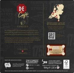 Douwe Egberts D.E Café Espresso Koffiecups - Intensiteit 9/12 - 10 X 20 Capsules 12 Douwe Egberts D.E Café Espresso Koffiecups - Intensiteit 9/12 - 10 X 20 Capsules -Koffie Tijd Winkel 1200x1186 3