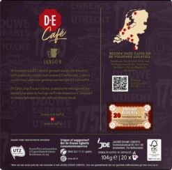 Douwe Egberts D.E Café Lungo Koffiecups - Intesiteit 8/12 - 10 X 20 Capsules -Koffie Tijd Winkel 1200x1186 7