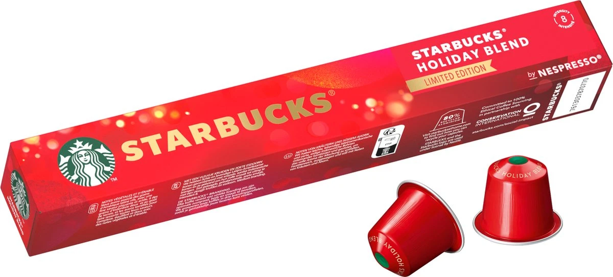 Starbucks By Nespresso Capsules Holiday Blend - 12 Doosjes à 10 Koffiecups 4 Starbucks By Nespresso Capsules Holiday Blend - 12 Doosjes à 10 Koffiecups - Afbeelding 2