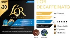 L'OR Espresso Decaffeinato (6) - 10 X 20 Koffiecups 17 L'OR Espresso Decaffeinato (6) - 10 X 20 Koffiecups -Koffie Tijd Winkel 1200x656 2