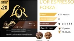 L'OR Espresso Forza Koffiecups - Intensiteit 9/12 - 10 X 20 Capsules 20 L'OR Espresso Forza Koffiecups - Intensiteit 9/12 - 10 X 20 Capsules -Koffie Tijd Winkel 1200x669
