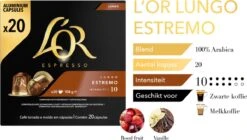 L'OR Lungo Estremo (10) - 10 X 20 Koffiecups 17 L'OR Lungo Estremo (10) - 10 X 20 Koffiecups -Koffie Tijd Winkel 1200x678 1