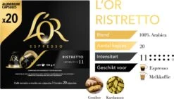 L'OR Espresso Ristretto Koffiecups - Intensiteit 11/12 - 10 X 20 Capsules 21 L'OR Espresso Ristretto Koffiecups - Intensiteit 11/12 - 10 X 20 Capsules -Koffie Tijd Winkel 1200x685