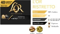 L'OR Espresso Ristretto Koffiecups - Intensiteit 11/12 - 4 X 40 Capsules 18 L'OR Espresso Ristretto Koffiecups - Intensiteit 11/12 - 4 X 40 Capsules -Koffie Tijd Winkel 1200x691 1
