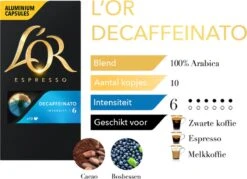 L'OR Espresso Decaffeinato Koffiecups - Intensiteit 6/12 - 10 X 10 Capsules 19 L'OR Espresso Decaffeinato Koffiecups - Intensiteit 6/12 - 10 X 10 Capsules -Koffie Tijd Winkel 1200x868