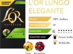 L'OR Lungo Elegante Koffiecups - Intensiteit 6/12 - 10 X 10 Capsules 18 L'OR Lungo Elegante Koffiecups - Intensiteit 6/12 - 10 X 10 Capsules -Koffie Tijd Winkel 1200x893
