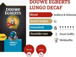 Douwe Egberts Lungo Decaf Koffiecups - Intensiteit 6/12 - 10 X 10 Capsules -Koffie Tijd Winkel 1200x895