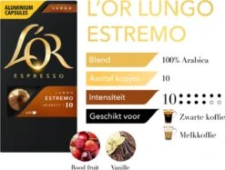 L'OR Lungo Estremo Koffiecups - Intensiteit 10/12 - 10 X 10 Capsules 19 L'OR Lungo Estremo Koffiecups - Intensiteit 10/12 - 10 X 10 Capsules -Koffie Tijd Winkel 1200x907