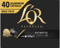 L'OR Espresso Ristretto Koffiecups - Intensiteit 11/12 - 4 X 40 Capsules 22 L'OR Espresso Ristretto Koffiecups - Intensiteit 11/12 - 4 X 40 Capsules -Koffie Tijd Winkel 1200x965 2