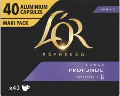 L'OR Lungo Profondo Koffiecups - Intensiteit 8/12 - 4 X 40 Capsules 20 L'OR Lungo Profondo Koffiecups - Intensiteit 8/12 - 4 X 40 Capsules -Koffie Tijd Winkel 1200x966 1