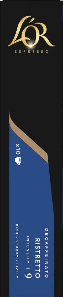 L'OR Espresso Ristretto Decaffeinato - Intensiteit 9/12 - 10 X 10 Capsules 15 L'OR Espresso Ristretto Decaffeinato - Intensiteit 9/12 - 10 X 10 Capsules -Koffie Tijd Winkel 255x1200 9