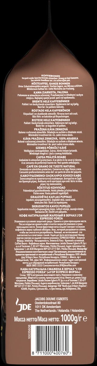 L'OR Forza Koffiebonen (9) - 4x 1000 Gram 5 L'OR Forza Koffiebonen (9) - 4x 1000 Gram - Afbeelding 3