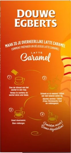 Douwe Egberts Verwenkoffie Latte Caramel Oploskoffie - 5 X 8 Zakjes -Koffie Tijd Winkel 559x1200 2
