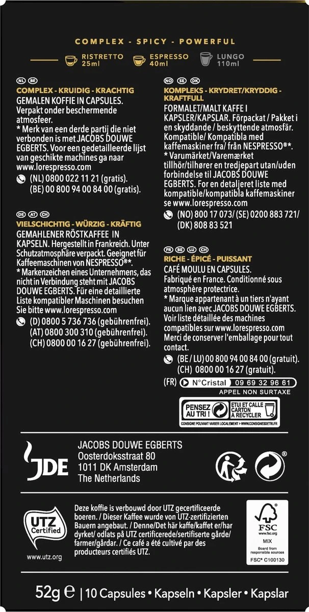 L'OR Espresso Supremo Koffiecups - Intensiteit 10/12 - 10 X 10 Capsules 4 L'OR Espresso Supremo Koffiecups - Intensiteit 10/12 - 10 X 10 Capsules - Afbeelding 2