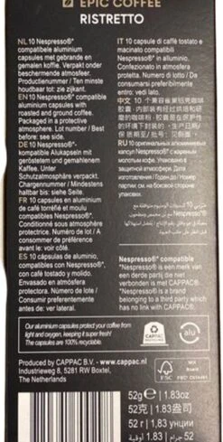 100 Capsules Epic Coffee - Ristretto - Nespresso® Compatible Aluminium Capsules - RFA Keurmerk - Doos 100 Stuks 16 100 Capsules Epic Coffee - Ristretto - Nespresso® Compatible Aluminium Capsules - RFA Keurmerk - Doos 100 Stuks -Koffie Tijd Winkel 606x1200 7