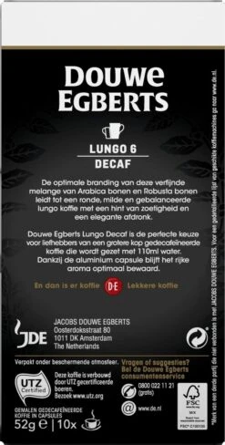 Douwe Egberts Lungo Decaf Koffiecups - Intensiteit 6/12 - 10 X 10 Capsules -Koffie Tijd Winkel 607x1200 3