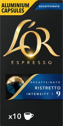 L'OR Espresso Ristretto Decaffeinato - Intensiteit 9/12 - 10 X 10 Capsules 21 L'OR Espresso Ristretto Decaffeinato - Intensiteit 9/12 - 10 X 10 Capsules -Koffie Tijd Winkel 607x1200 7