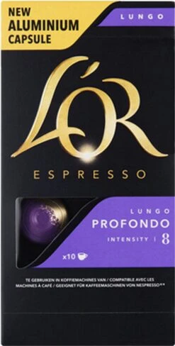L'OR Lungo Profondo Koffiecups - Intensiteit 8/12 - 10 X 10 Capsules -Koffie Tijd Winkel 608x1200 1