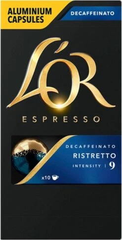 L'OR Espresso Ristretto Decaffeinato - Intensiteit 9/12 - 10 X 10 Capsules 23 L'OR Espresso Ristretto Decaffeinato - Intensiteit 9/12 - 10 X 10 Capsules -Koffie Tijd Winkel 611x1200 1