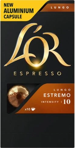 L'OR Lungo Estremo Koffiecups - Intensiteit 10/12 - 10 X 10 Capsules 24 L'OR Lungo Estremo Koffiecups - Intensiteit 10/12 - 10 X 10 Capsules -Koffie Tijd Winkel 612x1200