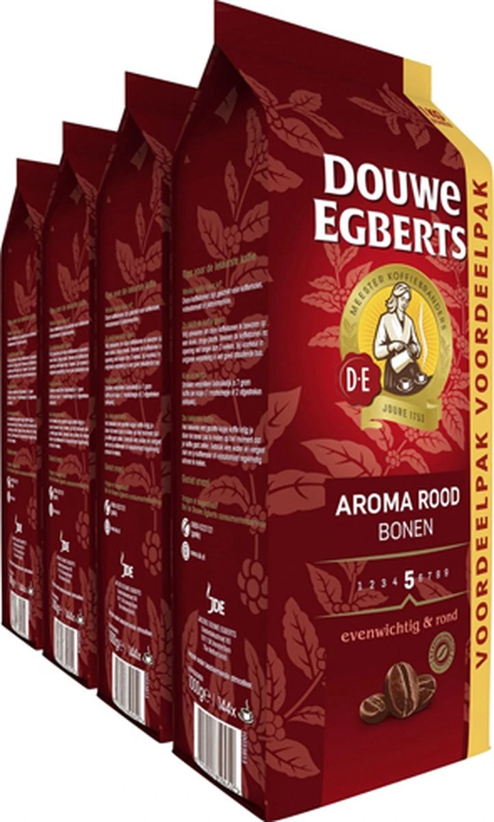 Douwe Egberts Aroma Rood Koffiebonen - 4 X 1000 Gram - Extra Grote Verpakking 3 Douwe Egberts Aroma Rood Koffiebonen - 4 X 1000 Gram - Extra Grote Verpakking