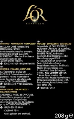 L'OR Lungo Estremo Koffiecups - Intensiteit 10/12 - 4 X 40 Capsules -Koffie Tijd Winkel 750x1200