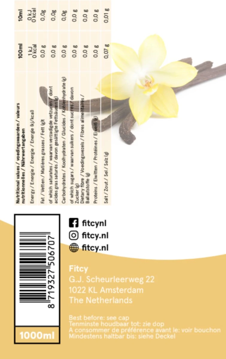 Fitcy | Koffiesiroop | Vanille | Barista Syrup | Zero | Vegan | Vetvrij | Suikervrij | Keto-vriendelijk | Koffie | Siroop | MET DOSEERPOMP | 1L 4 Fitcy | Koffiesiroop | Vanille | Barista Syrup | Zero | Vegan | Vetvrij | Suikervrij | Keto-vriendelijk | Koffie | Siroop | MET DOSEERPOMP | 1L - Afbeelding 2