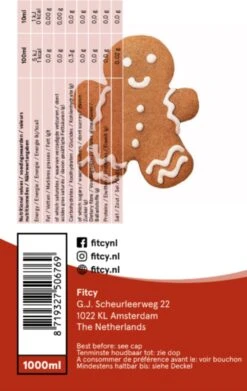 Fitcy | Koffiesiroop | Gingerbread | Barista Syrup | Zero | Vegan | Vetvrij | Suikervrij | Keto-vriendelijk | Koffie | Siroop | MET DOSEERPOMP | 1L -Koffie Tijd Winkel 759x1200