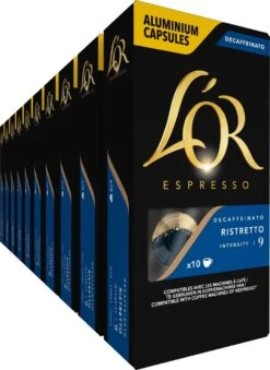 Nieuwe uitgaven 5 L'OR Espresso Ristretto Decaffeinato - Intensiteit 9/12 - 10 X 10 Capsules