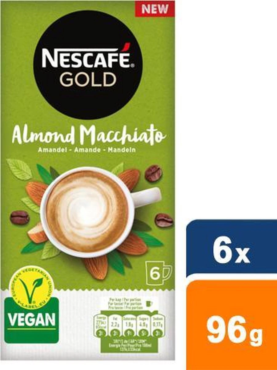 Nescafé Gold Almond Macchiato Oploskoffie - 6 Doosjes à 6 Zakjes 9 Nescafé Gold Almond Macchiato Oploskoffie - 6 Doosjes à 6 Zakjes - Afbeelding 7