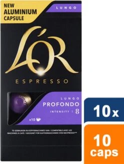 L'OR Lungo Profondo Koffiecups - Intensiteit 8/12 - 10 X 10 Capsules -Koffie Tijd Winkel 909x1200 1