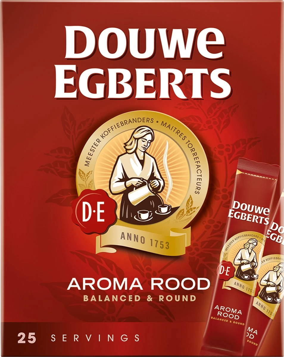 Douwe Egberts Aroma Rood Sticks Oploskoffie - 6 X 25 Zakjes 8 Douwe Egberts Aroma Rood Sticks Oploskoffie - 6 X 25 Zakjes - Afbeelding 6
